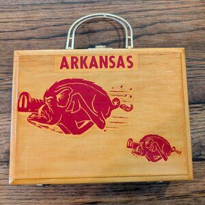 Vintage Cigar Box Wooden Box Purse University of Arkansas Razorbacks